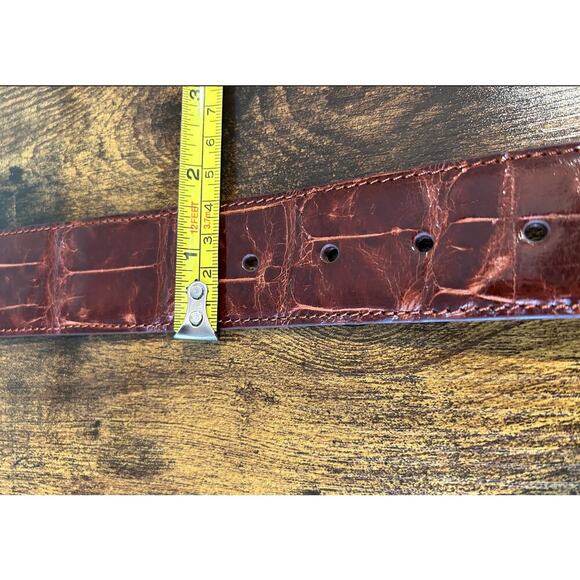 Tardini Men's American Alligator Textured Wrap Buckled Brown Belt 34 - Picture 4 of 10